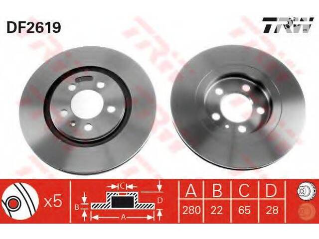 Гальмівний диск TRW DF2619 на VW PASSAT (3A2, 35I)
