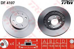 Гальмівний диск TRW DF4107 на LADA PRIORA универсал (2171)
