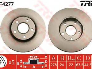 Гальмівний диск TRW DF4277 на FORD TRANSIT CONNECT (P65_, P70_, P80_)