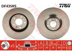 Гальмівний диск TRW DF4358S на AUDI A8 седан (4E_)