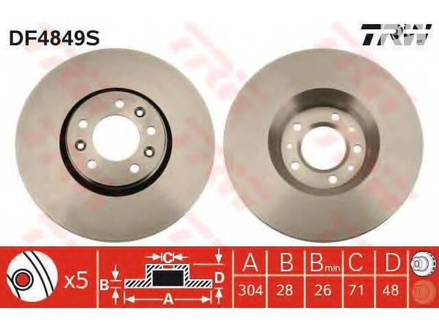 Гальмівний диск TRW DF4849S на FIAT SCUDO фургон (272, 270_)