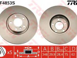 Гальмівний диск TRW DF4853S на BMW X5 (E70)