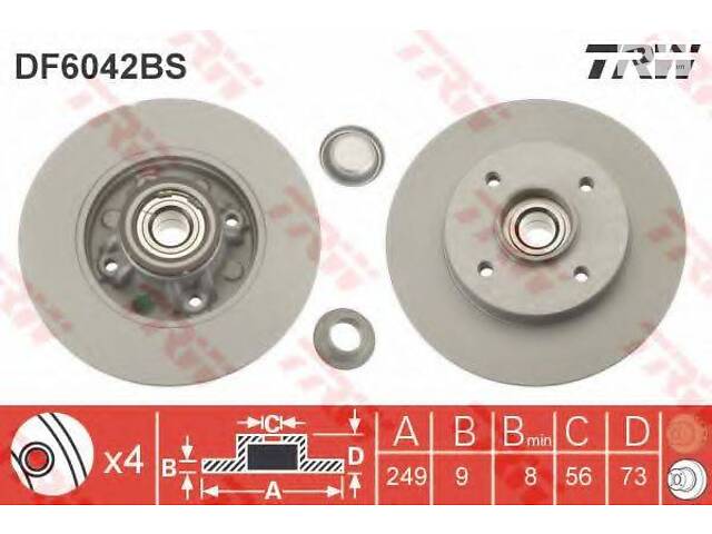 Гальмівний диск TRW DF6042BS на CITROËN C4 II (B7) - Фото 1