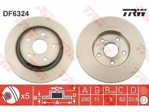 Гальмівний диск TRW DF6324 на TOYOTA AVENSIS седан (ZRT27, ADT27)