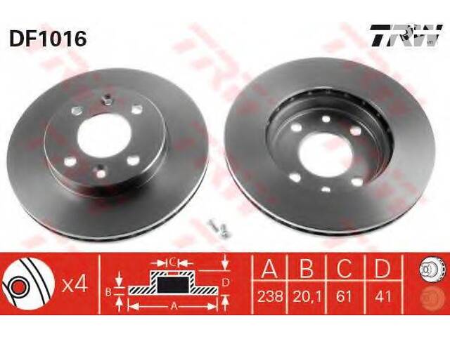 Гальмівний диск TRW DF1016 на RENAULT SUPER 5 (B/C40_)