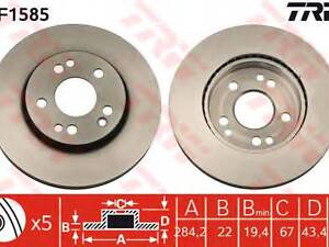 Гальмівний диск TRW DF1585 на MERCEDES-BENZ 190 седан (W201)