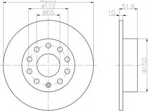 Тормозной диск зад. Caddy IIIOctavia IIIIIGolf VVI 03- (253x9.9) HELLA PAGID 8DD355109601 на SEAT LEON (1P1)