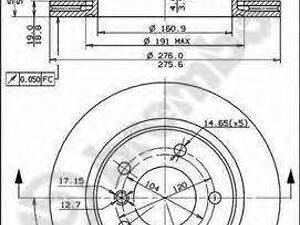Гальмівний диск зад. BMW 3 (E36, E46) 90- (276x60mm) BREMBO 09772711 на BMW 3 Touring (E36)