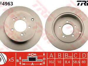 Гальмівний диск задн. C4C-Crosser40084007ASXLancerOutlander04- TRW DF4963 на MITSUBISHI OUTLANDER II (CW_W, ZG, ZH)