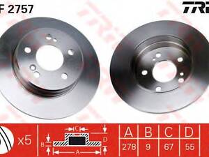 Гальмівний диск задн. W124W203W208W209 (85-11) TRW DF2757 на MERCEDES-BENZ E-CLASS Break (S124)