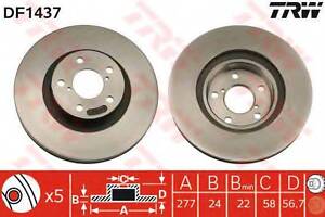 Гальмівний диск заднпер. ImprezaOutbackLegacyForester 08- TRW DF1437 на SUBARU LIBERTY I (BC)