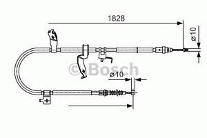 Гальмівний трос (ручник) 1828mm MAZDA 5 LH 1,8-2,0 05-10 BOSCH 1987482053 на MAZDA 5 (CR19)