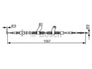 Гальмівний трос 1567mm CHEVROLET LacettiNubira RR BOSCH 1987482354 на DAEWOO NUBIRA седан (KLAN)