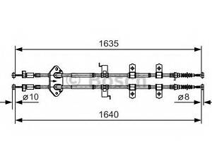 Тормозной трос 1640mm MAZDA 6 GGGY 02-07 BOSCH 1987482054 на MAZDA ATENZA Наклонная задняя часть (GG)