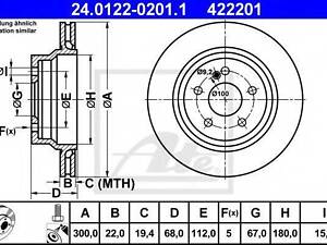 Гальмівний диск ATE 24012202011 на MERCEDES-BENZ CLS (C218)