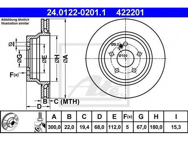 Гальмівний диск ATE 24012202011 на MERCEDES-BENZ CLS (C218) - Фото 1