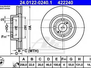 Гальмівний диск ATE 24012202401 на TOYOTA VITZ (NHP13_, NSP13_, NCP13_, KSP13_, NLP13_)