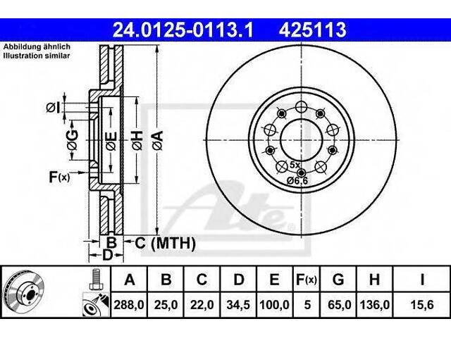 Гальмівний диск ATE 24012501131 на SEAT IBIZA V (6J5, 6P5) - Фото 1