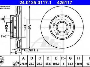Гальмівний диск ATE 24012501171 на VOLVO C30