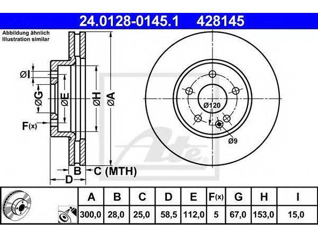 Гальмівний диск ATE 24012801451 на MERCEDES-BENZ VITO / MIXTO фургон (W639) - Фото 1