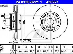 Гальмівний диск ATE 24013002211 на AUDI A6 (4G2, C7, 4GC)