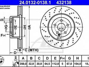 Гальмівний диск ATE 24013201381 на MERCEDES-BENZ S-CLASS седан (W221)