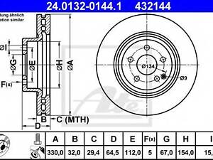 Гальмівний диск ATE 24013201441 на MERCEDES-BENZ GLK-CLASS (X204)
