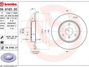 Тормозной диск BREMBO 08816321 на SMART FORTWO купе (451)