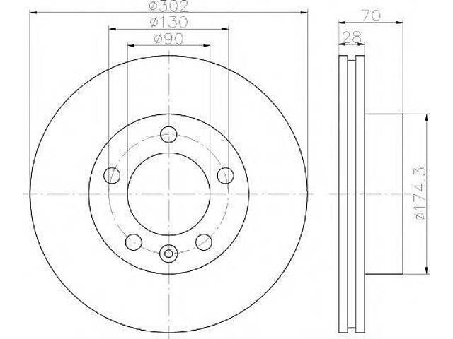 Гальмівний диск перед. MasterMovano 10- (302mm) HELLA PAGID 8DD355117121 на VAUXHALL MOVANO Mk II (B) Chassis/Cab - Фото 1