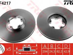 Гальмівний диск перед. Transit V-184 (RWD) (294X24,4) TRW DF4217 на FORD TRANSIT автобус (FD_ _, FB_ _, FS_ _, FZ_ _, FC