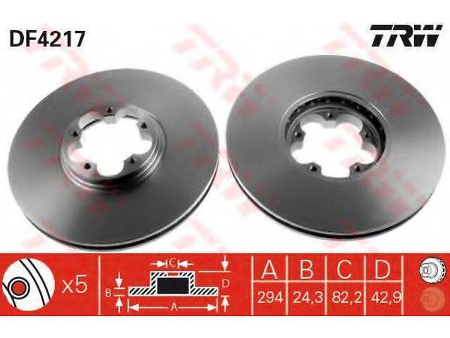 Гальмівний диск перед. Transit V-184 (RWD) (294X24,4) TRW DF4217 на FORD TRANSIT автобус (FD_ _, FB_ _, FS_ _, FZ_ _, FC - Фото 1
