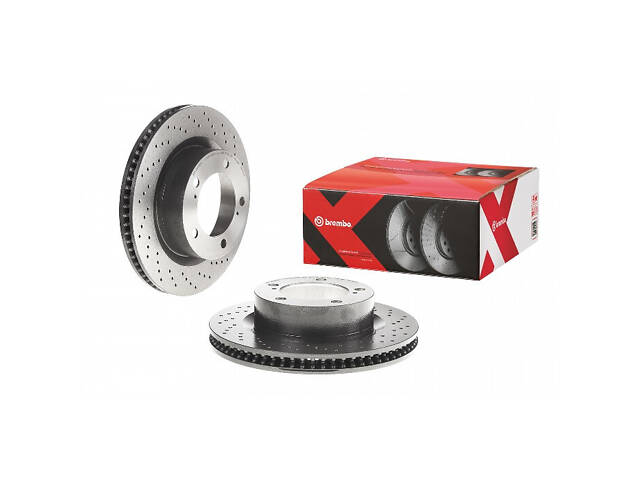 Тормозной диск передний (перфорированный) Toyota Land Cruiser 200 2007-2021 BREMBO 09.A966.1X - Фото 1