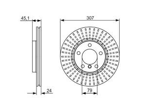 Тормозной диск передний (вентилируемый) Mini Countryman 2010-2016 BOSCH 0986479726