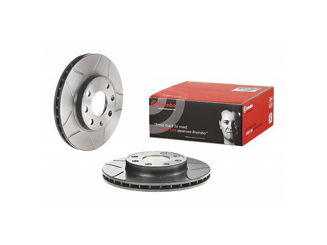Тормозной диск передний (с насечками) Chevrolet Kalos 2005-2005 BREMBO 09.3090.75 - Фото 1