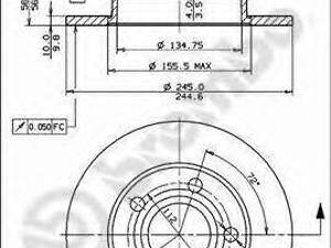 Гальмівний диск зад. Audi 100A6PassatSuperb (88-08) BREMBO 08574311 на AUDI 100 седан (4A, C4)