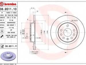 Гальмівний диск зад. CromaVectra (02-15) BREMBO 08951110 на CADILLAC BLS
