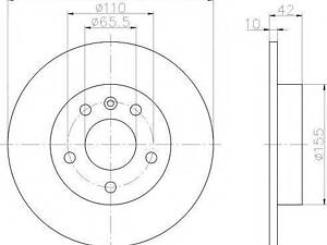 Гальмівний диск зад. Opel Astra G 98-14 (264x10) HELLA PAGID 8DD355106111 на VAUXHALL MERIVA Mk II (B)