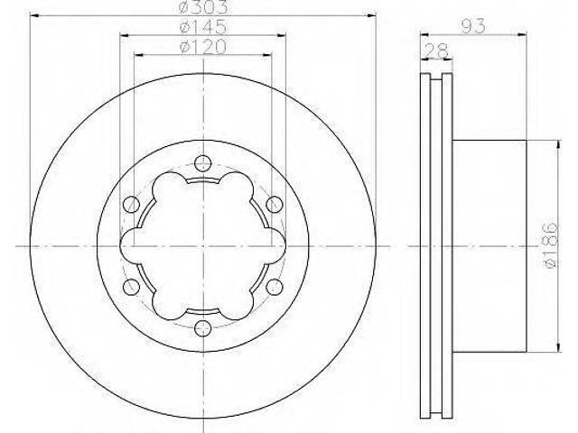 Гальмівний диск зад. SprinterCrafter 06- (303x93mm)(1штуп) BREMBO 09951011 на MERCEDES-BENZ SPRINTER 5-t c бортовой плат - Фото 1