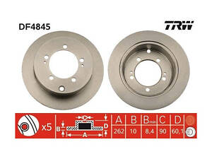 Тормозной диск задний Mitsubishi Outlander 2007-2013 TRW DF4845