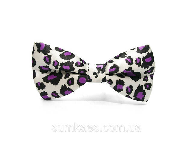 Краватка метелик білий в леопардове забарвлення BTM-1316 - Фото 1