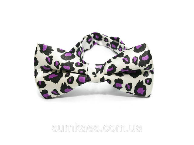 Краватка метелик білий в леопардове забарвлення BTM-1316 - Фото 2