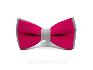 Краватка-метелик Gofin фуксія з сірим двошаровий матовий AB-7223