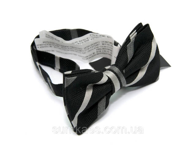 Краватка метелик Zara чорний в смужку BZR-9015 - Фото 3