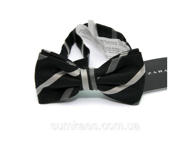 Краватка метелик Zara чорний в смужку BZR-9015 - Фото 4