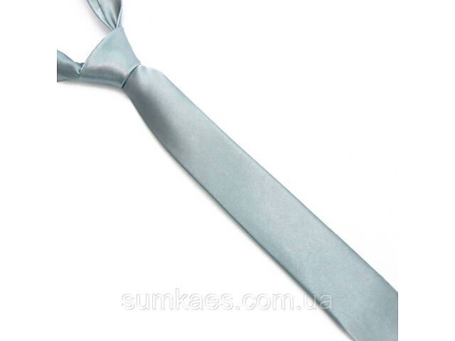 Краватка Gofin вузька сіра з блакитнм відтінком однотонна FGN-21 - Фото 1