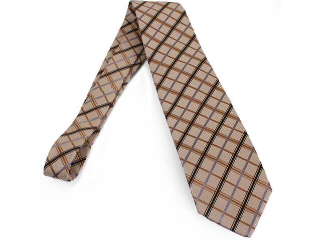 Галстук полиэстеровый стандартный бежево-черный Schönau -90 - Фото 2