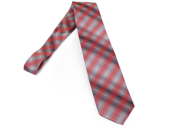 Галстук полиэстеровый стандартный серо-красный Schönau -91 - Фото 2