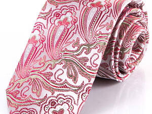 Галстук шелковый красно-серый стандартный Schönau -18