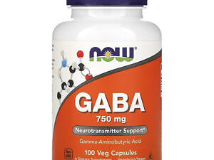 ГАМК Now Foods GABA 750 мг нау фудс Габа гамма-аміномасляна кислота 100 капсул