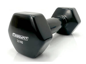 Гантель для фитнеса 3.0 кг EasyFit с виниловым покрытием черная